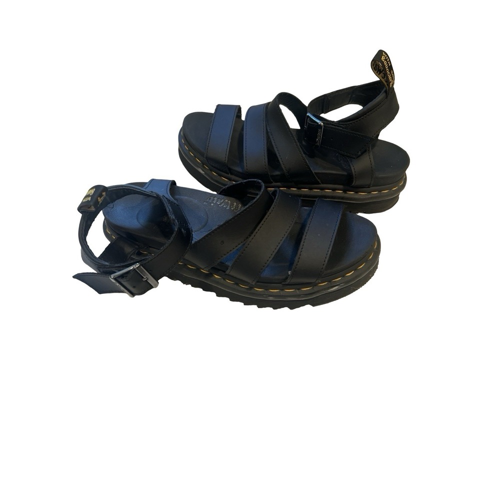 Dr Martens Blair L Leather Strap Sandals Black Sz 8 JY004